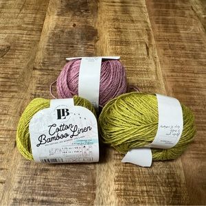 YARN DESTASH!!! Lionbrand Cotton Bamboo Linen Yarn, 3 balls